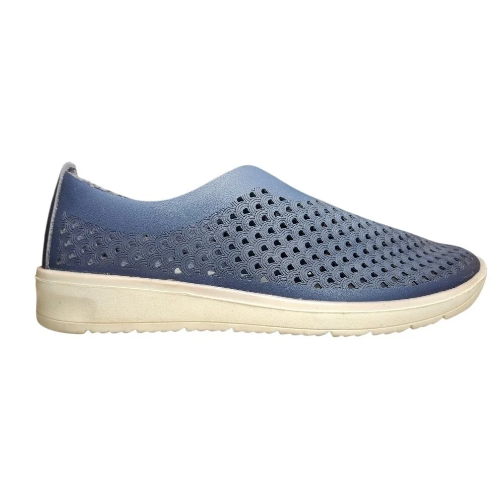 Spring Step Flexus Centrics Slip On Shoe Sneaker Vegan Leather Navy Blue Foam 40